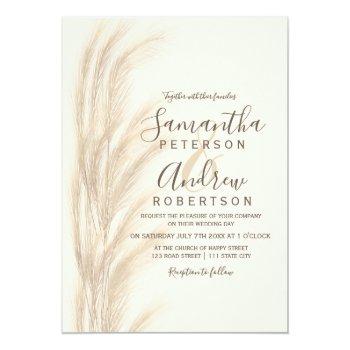 Small Boho Summer Pampas Grass Watercolor Wedding Front View