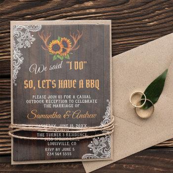boho sunflowers antlers wedding i do bbq invitation