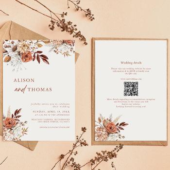 Small Boho Terracotta Qr Code 2 In 1 Wedding Front View