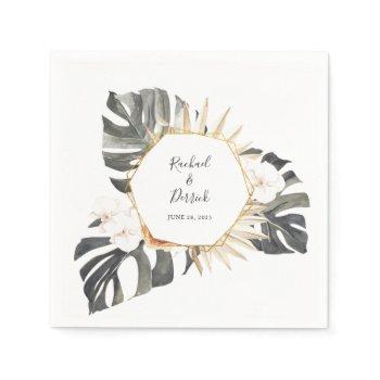 Small Boho Tropical Floral Beach Wedding Napkins Front View