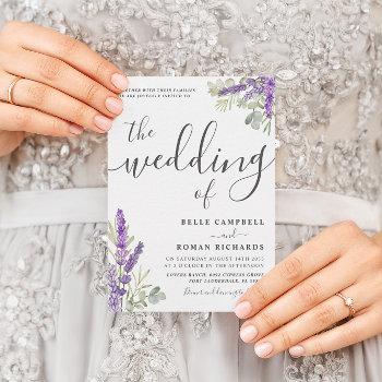 boho watercolor lavender floral wedding  invitation