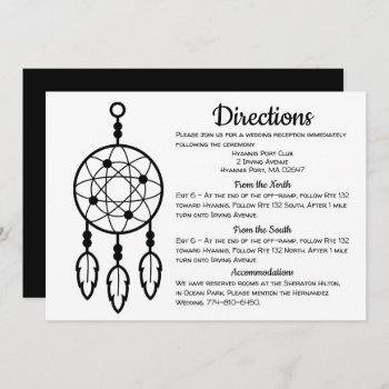 boho wedding directions dreamcatcher black details invitation