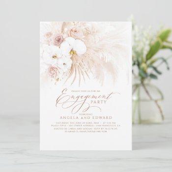 boho white orchids pampas grass engagement party invitation