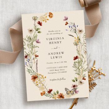 boho wildflower wedding invitation