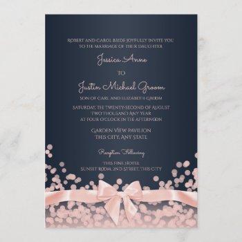 Small Bokeh Pink And Navy Blue Wedding Front View