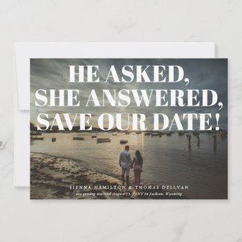 Small Bold And Cheeky Typographic Wedding Save The Date Front View