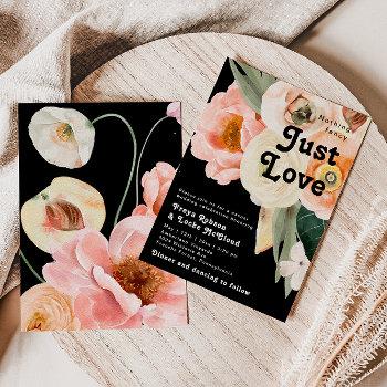 bold colorful floral | black nothing fancy wedding invitation
