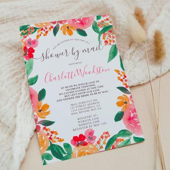 Small Bold Fall Pink Orange Floral Baby Shower By Mail Front View