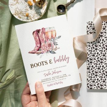Small Boots And Bubbly Elegant Pink Baby Shower Front View