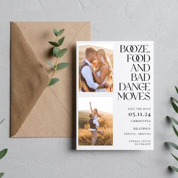 booze food bad dance moves photo modern save the date