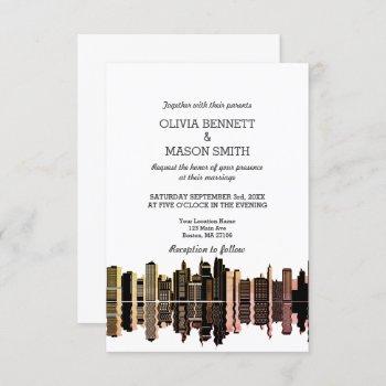 boston ma skyline cityscape wedding invitation