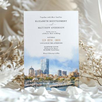 boston ma usa city skyline wedding invitation