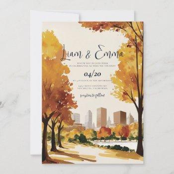 boston massachusetts skyline wedding invitation