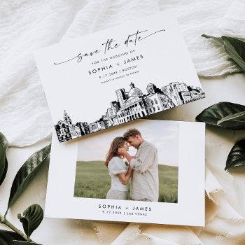 Small Boston Skyline Wedding Save The Date Front View