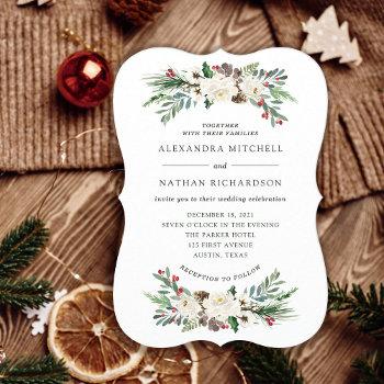 botanical christmas | floral holiday wedding invitation