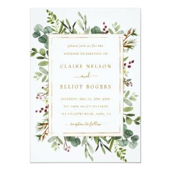 Small Botanical Greenery Christmas Holiday Gold Wedding Front View