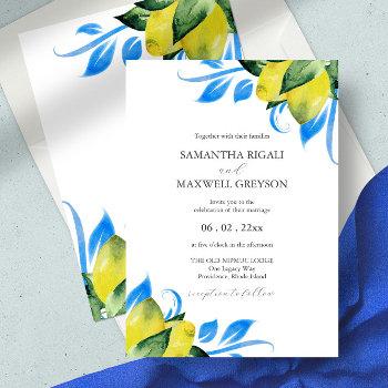 botanical italian wedding lemons watercolor invitation