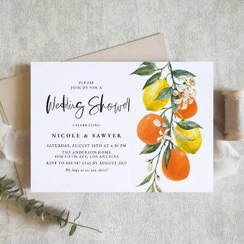 botanical orange and lemon garland wedding shower invitation