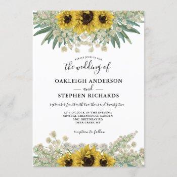 Small Botanical Rustic Sunflower Watercolor Wedding Front View