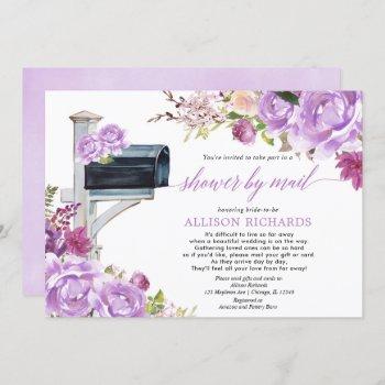 bridal shower by mail purple lilac floral elegant invitation