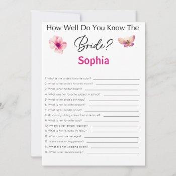 bridal shower game how well do you know the bride invitation