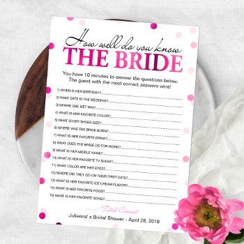bridal shower pink how well do you know the bride invitation