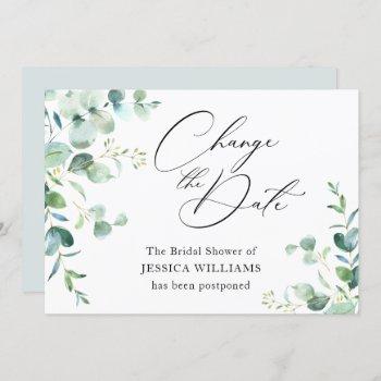 bridal shower postponed change the date eucalyptus invitation