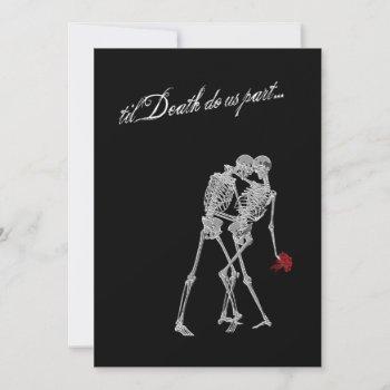 bride and groom skeletons goth wedding invitation