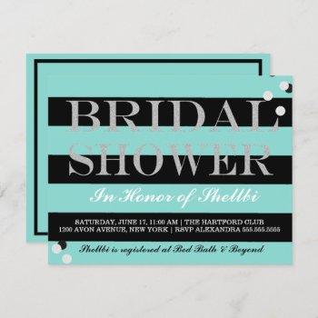 bride & bridesmaids black teal blue bridal shower invitation