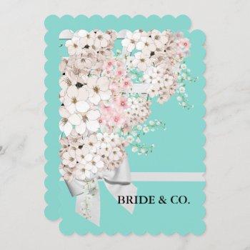 Small Bride Flowers & Lattice Teal Blue Shower Party Front View