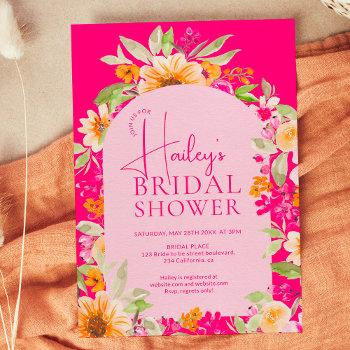 bright country floral watercolor bridal shower invitation