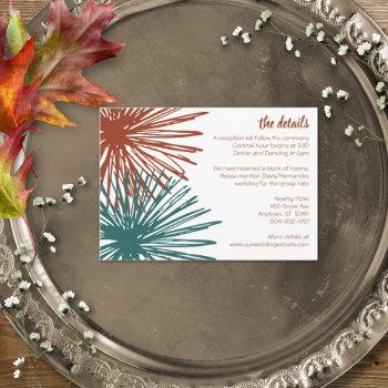 Small Bright Modern Abstract Dark Teal Copper Bisque  Enclosure Card Front View