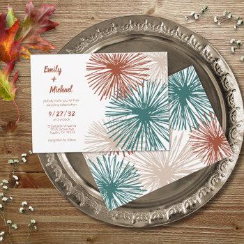 bright modern abstract dark teal copper bisque  in invitation