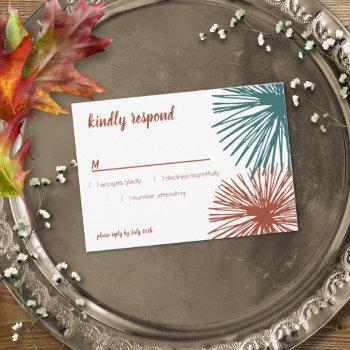Small Bright Modern Abstract Dark Teal Copper Bisque Rsvp Front View