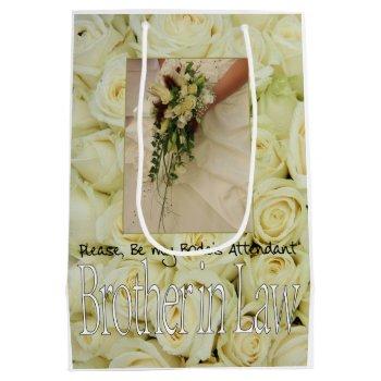 Small Brother In Law Please Be Bride's Attendant Medium Gift Bag Front View