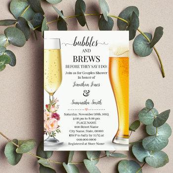 bubbles and brews before i do wedding shower pink invitation