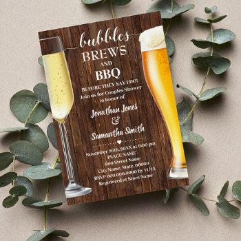 Small Bubbles Brews & Bbq Western Couples Shower Invite Front View