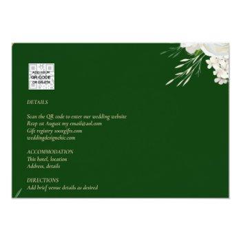 Small Budget All-in-1 White Roses Green Wedding Qr Code Back View