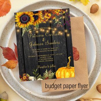 Small Budget Autumn Fall Rustic Wood Wedding  Flyer Front View