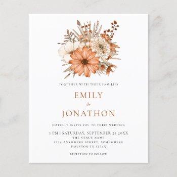 budget autumn florals wedding invitation