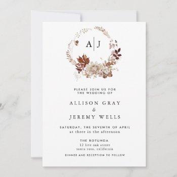 budget autumn monogram wedding invitation