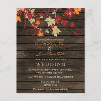 budget barn wood rustic fall wedding invitations