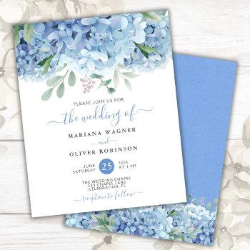 Small Budget Blue Hydrangeas Floral Wedding Front View
