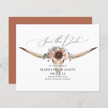 budget bohemian floral skull wedding save the date