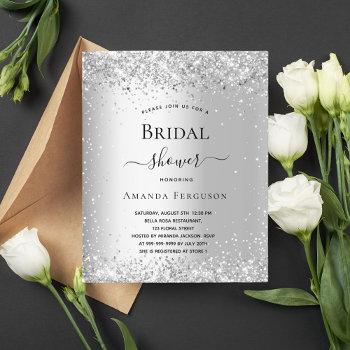 budget bridal shower silver glitter invitation