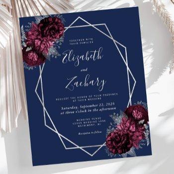 budget burgundy silver floral navy blue wedding