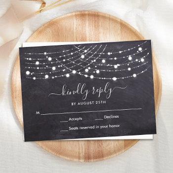 Small Budget Chalkboard String Lights Wedding Rsvp Front View