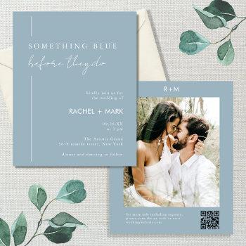Small Budget Dusty Blue Qr Code Photo Wedding Flyer Front View