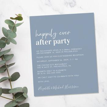 budget dusty blue wedding reception invitation