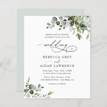 budget elegant rustic greenery wedding invitation